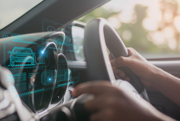 Futuristic image with driving of an autonomous vehicle